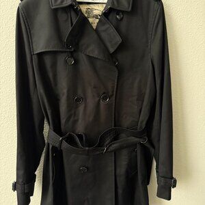 Burberry Black Kensington Trench Jacket Coat with Check Lining Men's Size 54